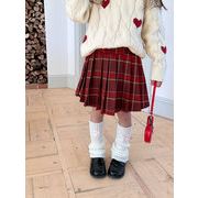 2023新作 韓国風子供服 キッズ 女の子 二重になったレトロなチェックプリーツスカート 90-150cm