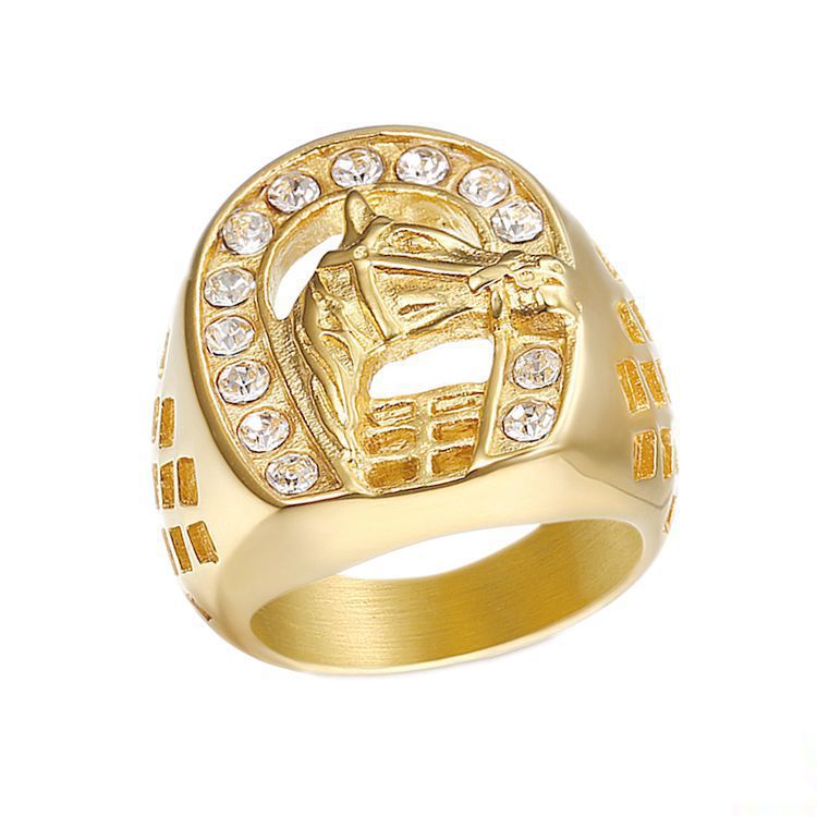 馬の指輪 メンズ リング  馬のアクセサリー  ヒップホップの指輪   金の指輪