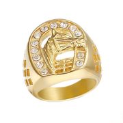 馬の指輪 メンズ リング  馬のアクセサリー  ヒップホップの指輪   金の指輪