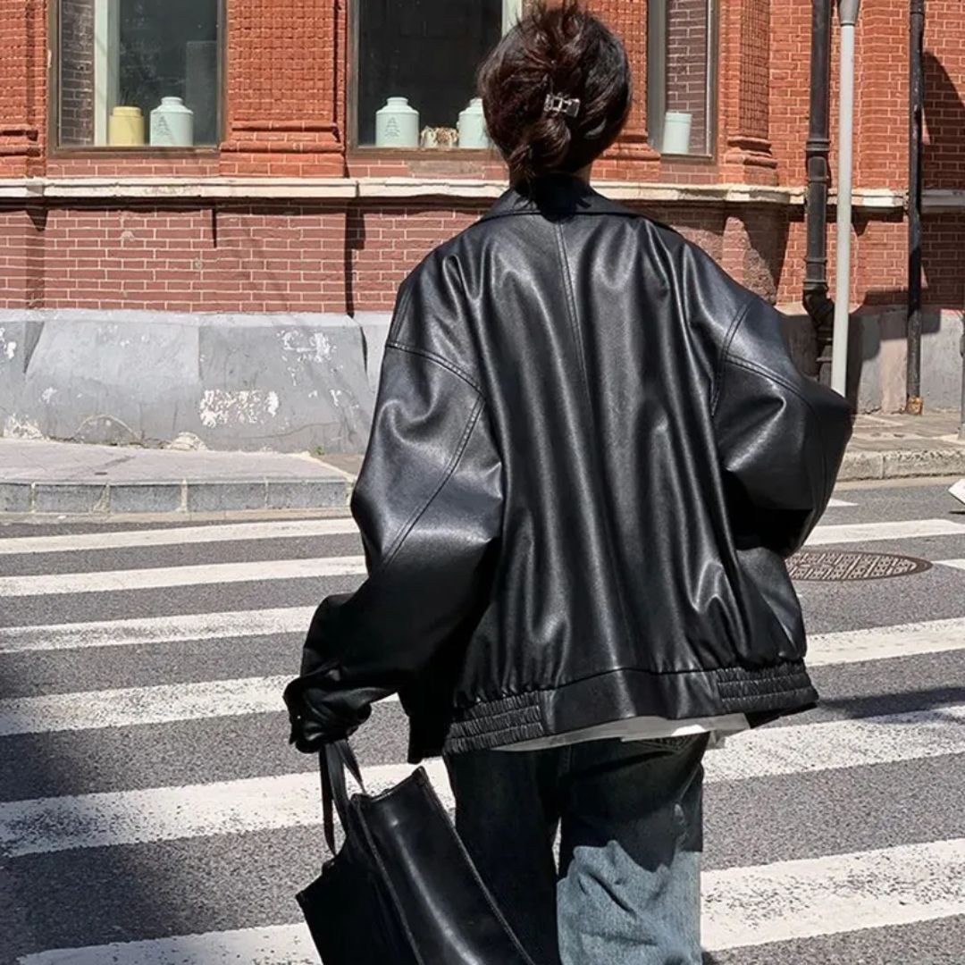 SANBI☆フェイクレザーオーバージャケット☆ブラックフリー SANBI☆フェイクレザーオーバージャケット☆ブラックフリー