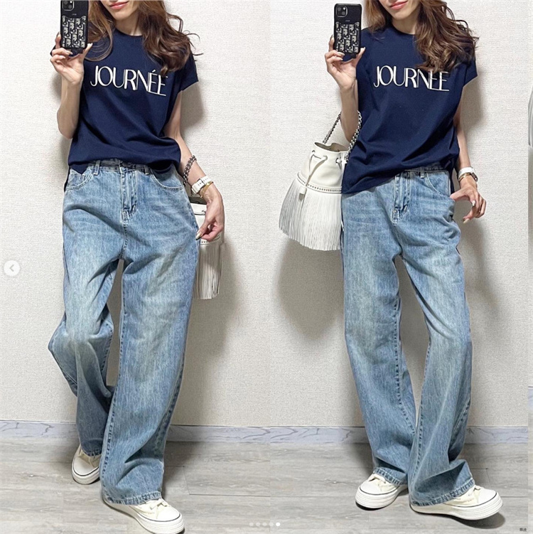 優しい着心地 韓国ファッション ロングパンツ 中腰 スリム ジーンズ 女性 2024新作 シンプル ヒップホップ