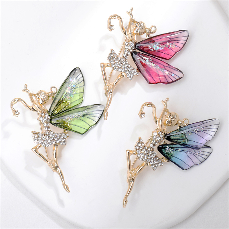 3色 バレエブローチ 妖精 蝶々少女 コサージュ ブローチ  バレエアクセサリー 蝶のアクセサリー