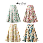 ★全4色★　アフタヌーンティースカート　M~XL　Aラインロングスカート　韓国ファッション