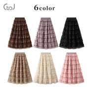 ★全6色★　フレンチガールロングスカート　可愛いティアードスカート　韓国ファッション
