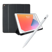 iPad 10.2（第9・8・7世代）対応 耐衝撃フラップケース+iOS専用充電式タッチペン