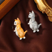かわいい猫 釉薬ブローチ レディース ファッションコサージュ 服飾雑貨