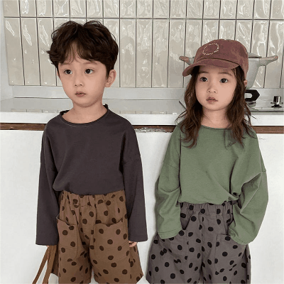 ユニセックス 韓国風子供服 春新作 プルオーバー トレーナー アンダーウェア Tシャツ インナー 80-140