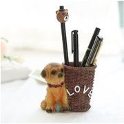 3D動物 犬 卓上 飾り 置物 ペンスタンド ペン立て 樹脂装飾 かわいい 樹脂工芸品