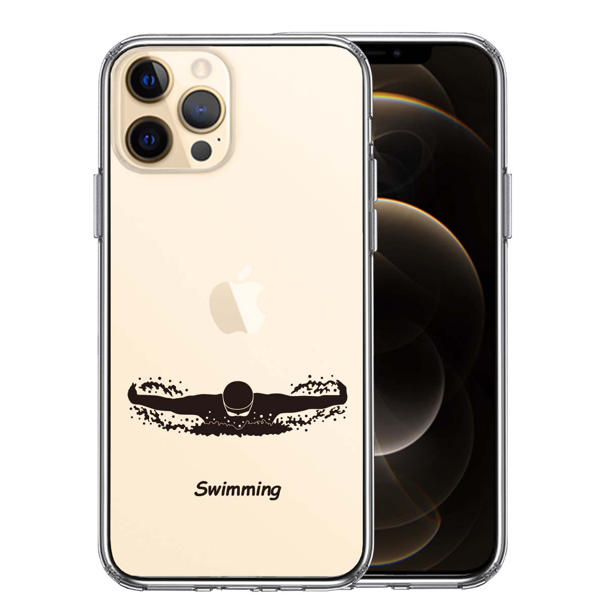 iPhone12 Pro 側面ソフト 背面ハード ハイブリッド クリア ケース 水泳 スイミング