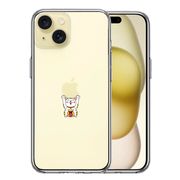 iPhone15 側面ソフト 背面ハード ハイブリッド クリア ケース りんご バンザイ 招き猫