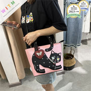 ネコ柄 刺繍 ハンドバッグ 肩掛け 手提げバッグ 上品 レディース ファッション
