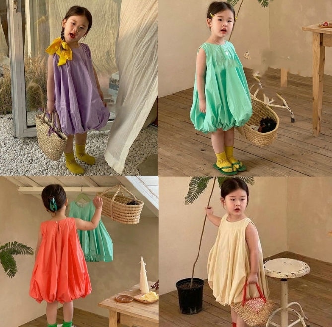 2024夏新作  韓国風子供服  ベビー服   袖なし 可愛い   ワンピース  4色