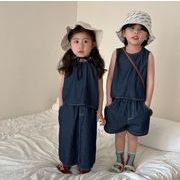 2024夏新作  韓国風子供服  ベビー服  デニム  セットアップ  ベスト  ショートパンツ スカート