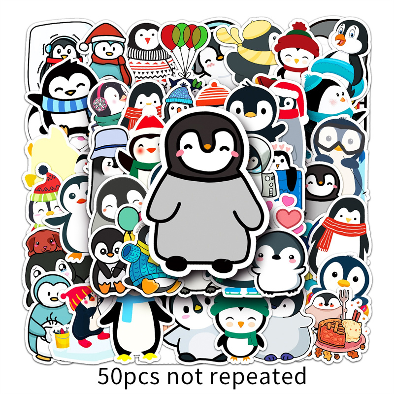 50枚入 可愛い ペンギン ステッカー 手帳素材 南極ペンギン 秋冬 装飾ステッカー  ペンギン雑貨  シール