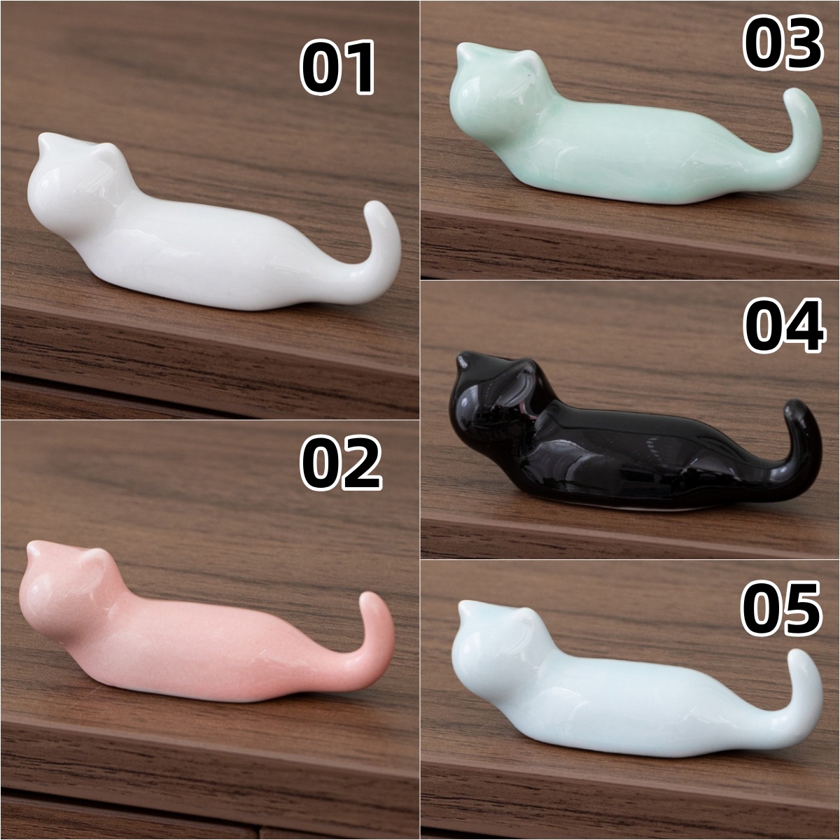 10色 猫の箸置き 箸枕 卓上小物 かわいい 箸ホルダー 猫柄 陶器 和風 箸置き 家庭用 店用和食器 個人事業主 KEI.ko.Labo  問屋・仕入れ・卸・卸売の専門【仕入れならNETSEA】