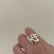 指輪　アクセサリー　レディース　韓国ファッション　デザイン　INS　パール