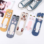 5色 立体的な耳　猫柄 靴下　レディースソックス 綿の靴下   カジュアルな レディース靴下　猫雑貨