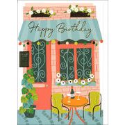 グリーティングカード 誕生日「花のレストラン」 メッセージカード バースデーカード イラスト