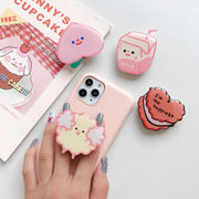 背面保護 メガ割 指紋防止 韓国 キャラクター グリップトック スマホグリップ スマホリング iphone