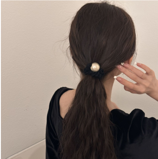 韓国風ヘアロープ　レディースヘアアクセサリー　シンプル　気質 大粒の真珠