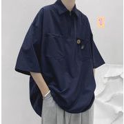 2022春夏新作 メンズ 男 カジュアル 半袖 無地 ポロシャツ トップス Tシャツ インナー 2色 M-2XL