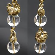 干支ストラップ 酉（とり） 水晶◆10mm玉◆
