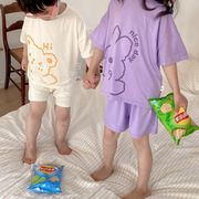 2024新作 韓国風子供服家庭服 パジャマ   Tシャツ  半袖  トップス  カジュアル  かわいい 男女兼用