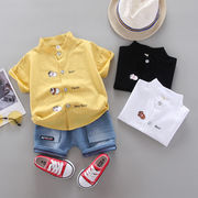 韓国風子供服、夏、プリントレターシャツ、半袖、ショートパンツ、 2点セット