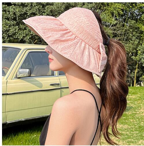 帽子 レディース サンバイザー つば広帽子 おしゃれ 紫外線対策 日焼け UVカット 折りたたみ