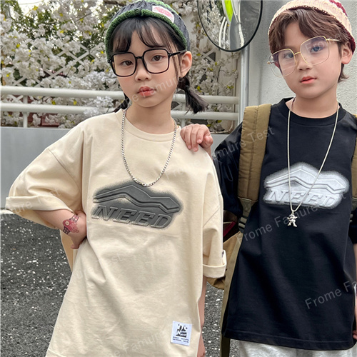 子供服　キッズ　女の子　男の子　Ｔシャツ　トップス　夏 丸首　おしゃれ　アルファベット