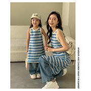 2024新作 韓国子供服  親子女の子 袖なしワンピース80-140cm