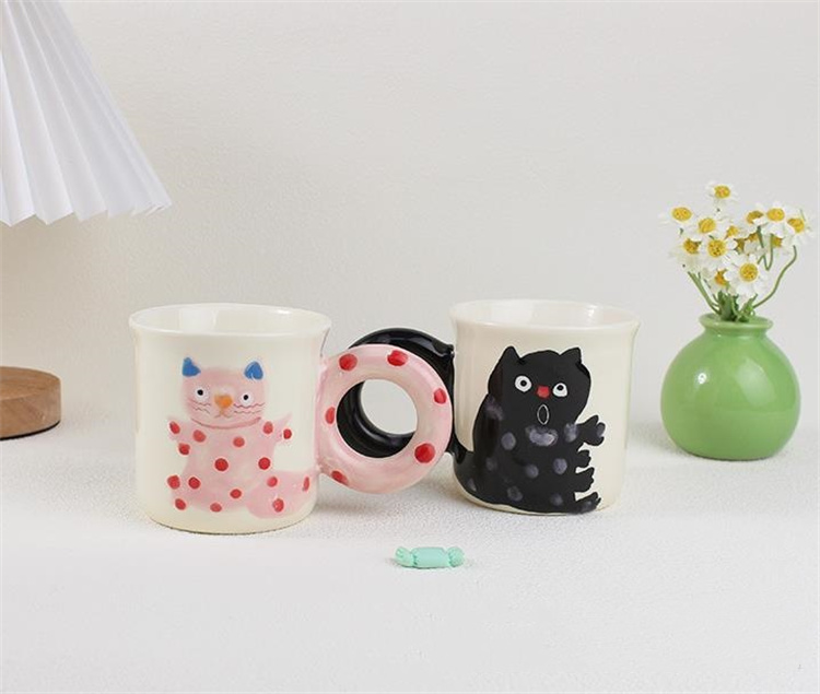 実用的ですね 手描き猫 マグカップ 家庭用 牛乳カップ 朝食カップ 陶磁器カップ カップルカップ