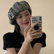 夏の新作 縞模様のベレー帽 韓国風 画家の帽子 ファッションレディース帽子