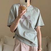 トップス　Tシャツ　デザイン　レディース　蝶結び　リボン　韓国ファッション　バレエコア
