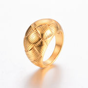 欧米の人気 アクセサリー 厚さ15mm メッシュ形状 太いリング ステンレススチール 14k メッキ 女性の指輪