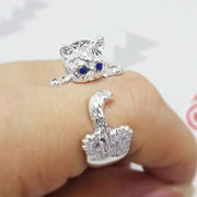 可愛い ねこ 猫の指輪 女性のリング 猫の雑貨 猫のアクセサリー 猫カフェのプレゼント 猫 のオープンリング