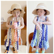 韓国の子供服、2024年夏の新しいドレス、女の子の夏のサスペンダースカート、ロングドレス