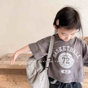 2024年韓国の子供服、夏の子供用韓国風フード付き半袖、女の子用Tシャツ、子供用セーター