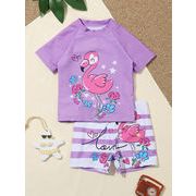 【2024夏】子供服   キッズ    水着    女の子    ベビー    子供用 　 Tシャツ+ショートパンツ