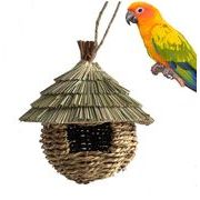 鳥の巣 巣箱 草の巣  わら 手編まれた巣箱 鳥用品 天然素材 丈夫で耐久性 四季通用 鳥の休憩所 庭園飾り