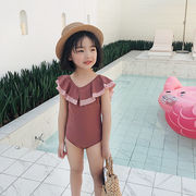 ins新しい韓国の子供用水着子供用フリルかわいいワンピースボクサーベビー水着
