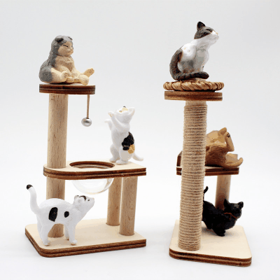 新品 ドールハウス用 ミニチュア道具 フィギュア ぬい撮 撮影道具 おもちゃ キャットタワー 猫 模型 造景