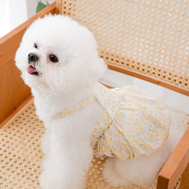 夏の花のサスペンダースカート猫薄いベスト犬の服夏のテディポメラニアン子犬のペットの服