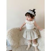 生後6ヶ月～3歳の女の赤ちゃんサマースーツ韓国風レースカラートップ+スカートベビー服