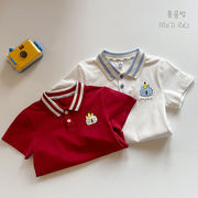子供服　90~130cm　キッズTシャツ　猫ポロシャツ　男女兼用　韓国キッズ服