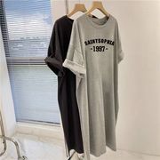 【予約223232】大きいサイズ春夏新作 韓国 レディース ファッション プリント  Tシャツ ワンピース LL-4L