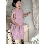 2024新作 韓国風  ベビー服  子供服  女の子  袖なしップス+ズボン  2点セット 90-140cm