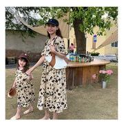 2024新作 韓国子供服  親子服  女の子 半袖ワンピース90-150cm