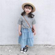 2024新作★夏の女の子用Tシャツ★フライングスリーブTシャツ★韓国の子供服