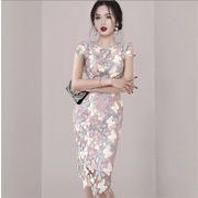 人気沸騰 韓国ファッション 気質 スリム ミディアム コラージュ ヒップバッグ ファッション ワンピース